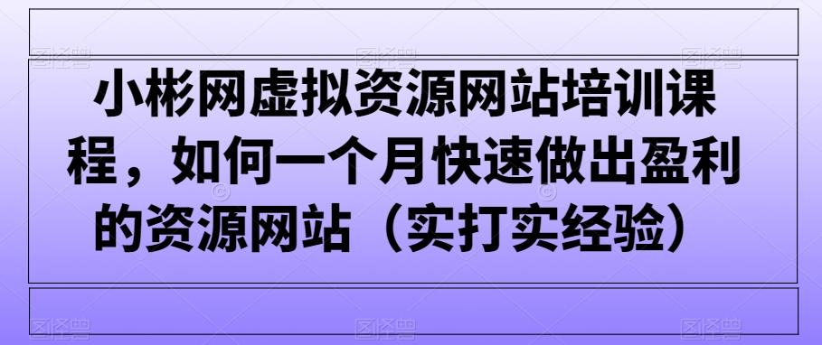 小彬网虚拟资源网站培训课程，如何一个月快速做出盈利的资源网站(实打实经验) - 创享网-创享网