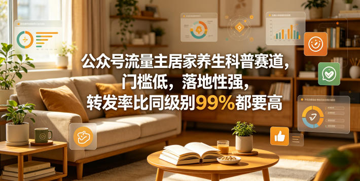 公众号流量主居家养生科普赛道，门槛低，落地性强，转发率比同级别99％都要高-创享网