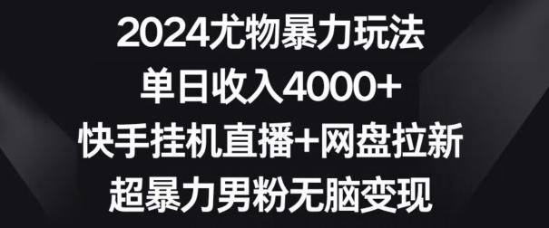 2024尤物暴力玩法，单日收入4000+，快手挂机直播+网盘拉新，超暴力男粉无脑变现【揭秘】 - 创享网-创享网
