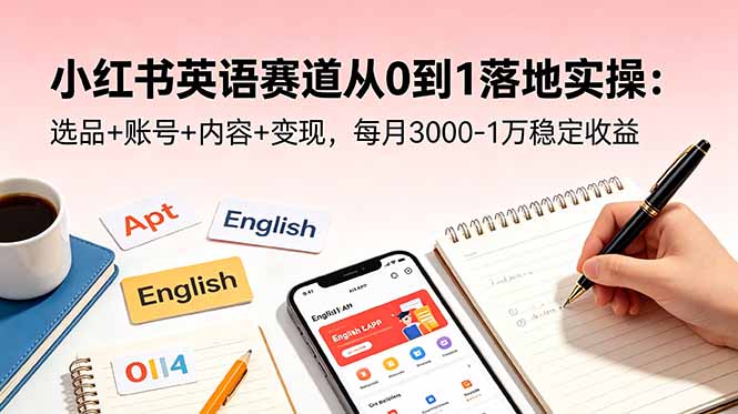 小红书英语赛道从0到1落地实操：选品+账号+内容+变现，每月3000-1万稳定收益-创享网