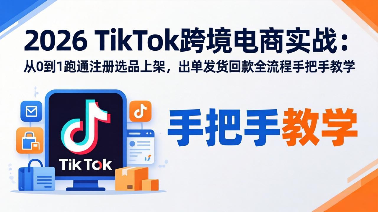2026TikTok跨境电商实战：从0到1跑通注册选品上架，出单发货回款全流程手把手教学 - 创享网-创享网
