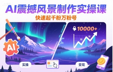AI震撼风景制作实操课，快速起千粉万粉号 - 创享网-创享网