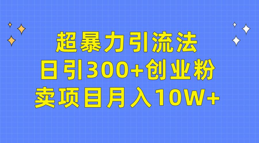(9954期)超暴力引流法，日引300+创业粉，卖项目月入10W+ - 创享网-创享网