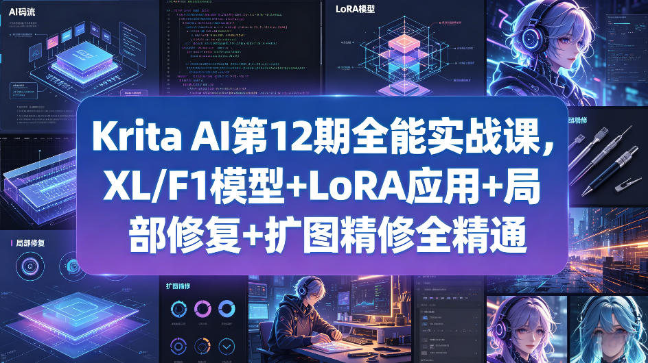 Krita AI第12期全能实战课，XL/F1模型+LoRA应用+局部修复+扩图精修全精通-创享网