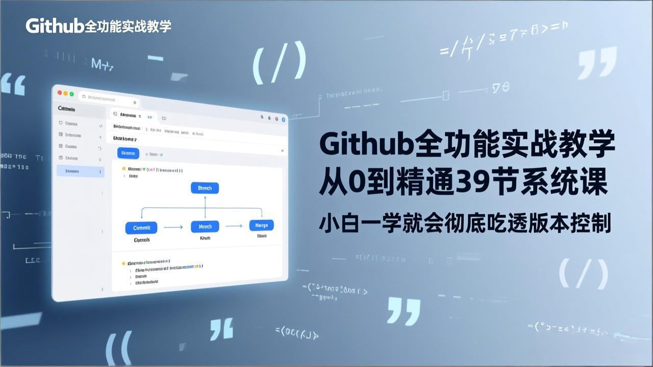 GitHub-全功能实战教学，从0到精通39节系统课，小白一学就会彻底吃透版本控制-创享网