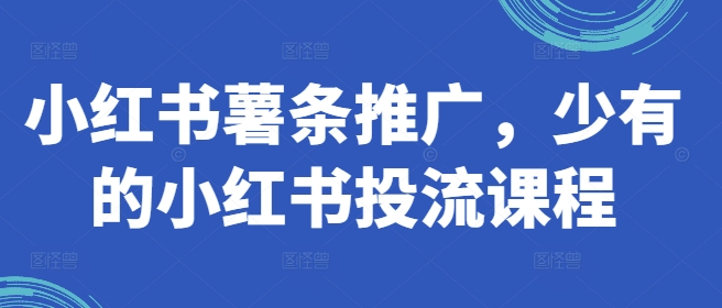 小红书薯条推广，少有的小红书投流课程 - 创享网-创享网