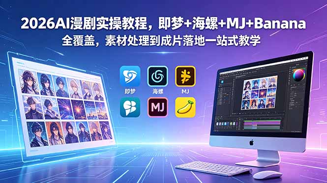 2026AI漫剧实操教程，即梦+海螺+MJ+Banana全覆盖，素材处理到成片落地一站式教学-创享网