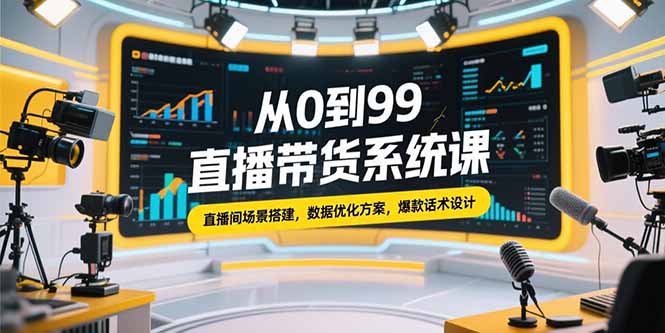 从0到99直播带货系统课，直播间场景搭建，数据优化方案，爆款话术设计 - 创享网-创享网