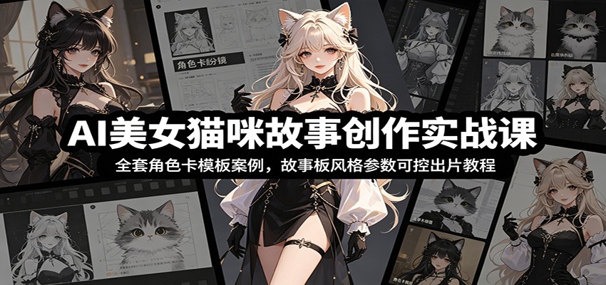 AI美女猫咪故事创作实战课：全套角色卡模板案例，故事板风格参数可控出片教程-创享网