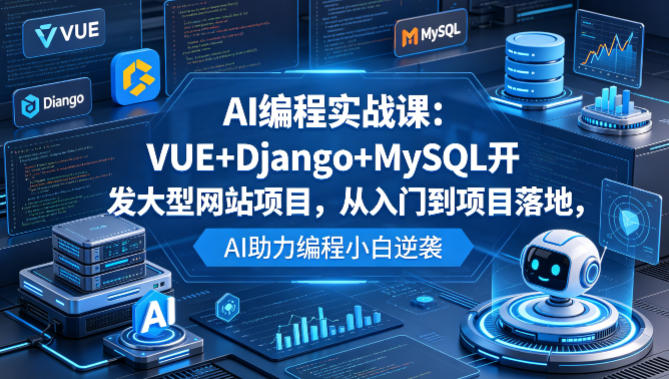 AI编程实战课：VUE+Django+MySQL开发大型网站项目，从入门到项目落地，AI助力编程小白逆袭-创享网