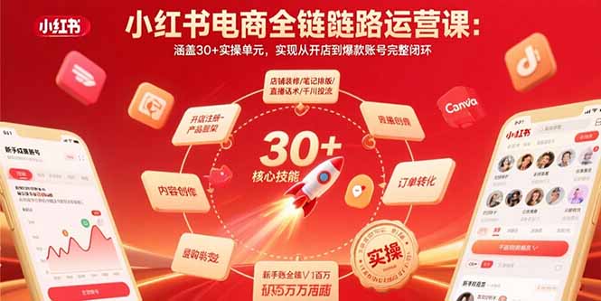 小红书电商全链路运营课：涵盖30+实操单元，实现从开店到爆款账号完整闭环 - 创享网-创享网