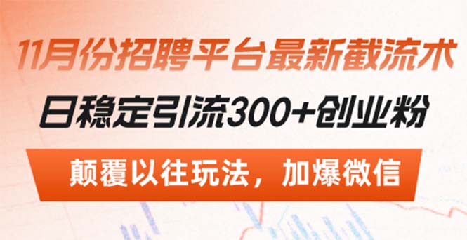 招聘平台最新截流术，日稳定引流300+创业粉，颠覆以往玩法 加爆微信 - 创享网-创享网