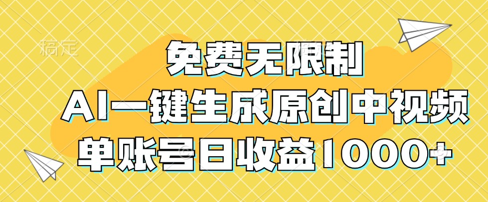 免费无限制，AI一键生成原创中视频，单账号日收益1000+ - 创享网-创享网