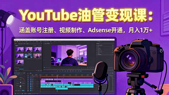 2025YouTube油管变现课:涵盖账号注册、视频制作、Adsense开通,月入1万+-创享网