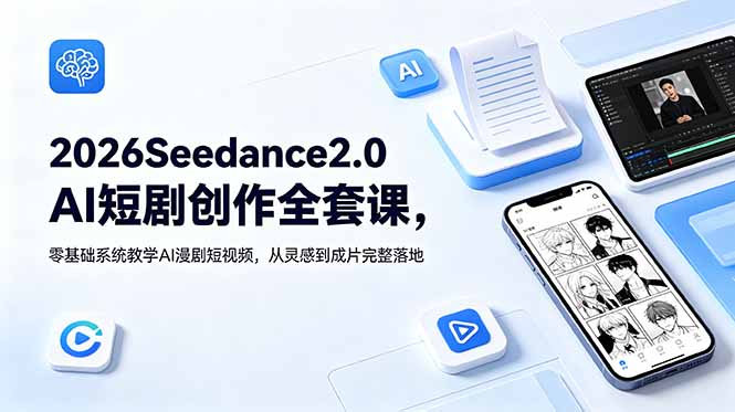 2026Seedance2.0AI短剧创作全套课，零基础系统教学AI漫剧短视频，从灵感到成片完整落地-创享网