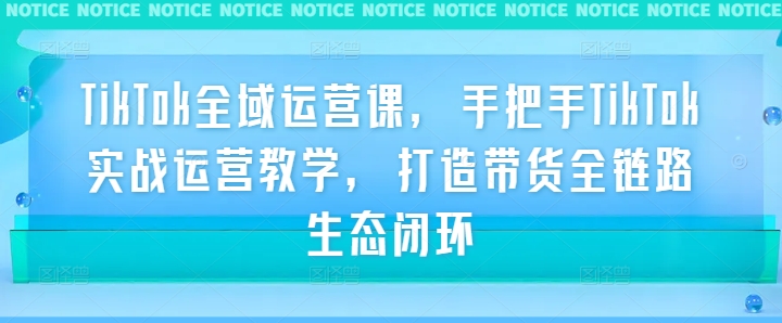 TikTok全域运营课，手把手TikTok实战运营教学，打造带货全链路生态闭环 - 创享网-创享网