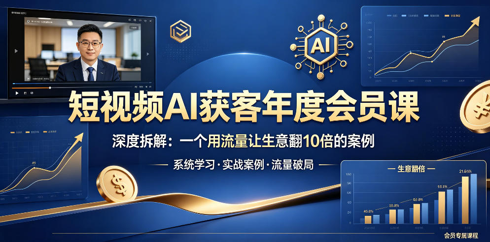 短视频AI获客年度会员课，深度拆解，一个用流量让生意翻10倍的案例-创享网