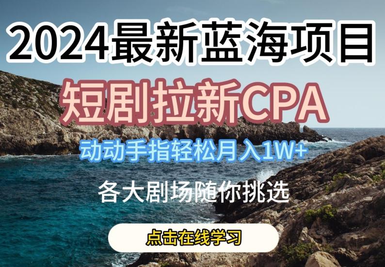 2024最新蓝海项日，短剧拉新CPA，动动手指轻松月入1W，全各大剧场随你挑选【揭秘】 - 创享网-创享网