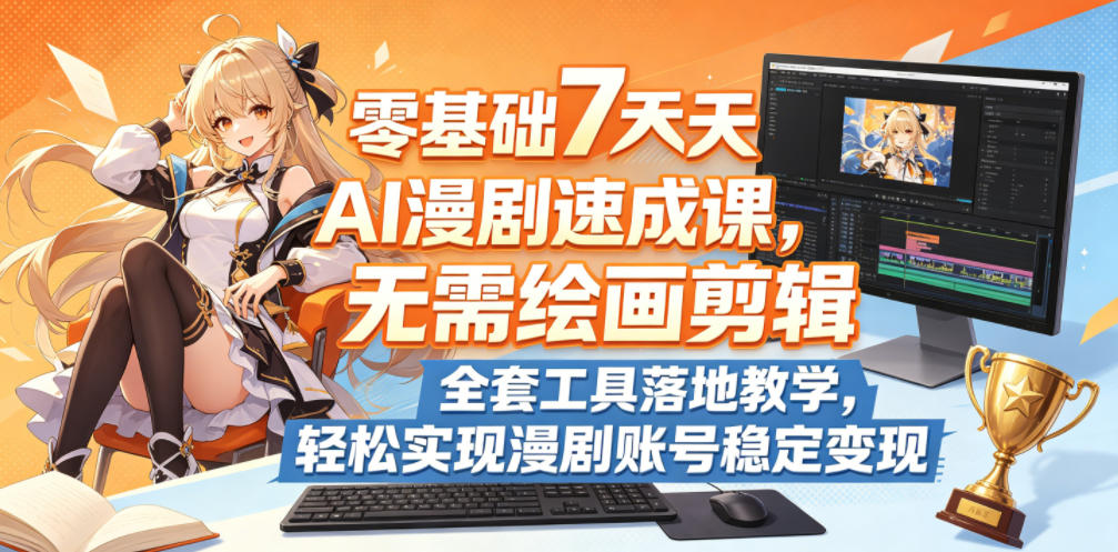 零基础7天AI漫剧速成课，无需绘画剪辑，全套工具落地教学，轻松实现漫剧账号稳定变现 - 创享网-创享网