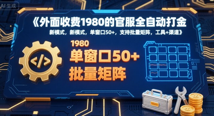 外面收费1980的官服全自动打金，新模式，单窗口50+，支持批量矩阵，工具+渠道【揭秘】 - 创享网-创享网