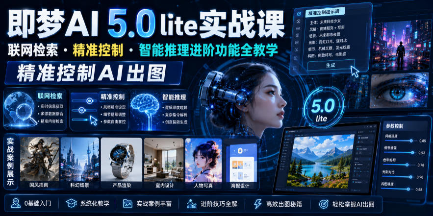 即梦AI 5.0 lite实战课，联网检索・精准控制・智能推理进阶功能全教学，精准控制AI出图-创享网