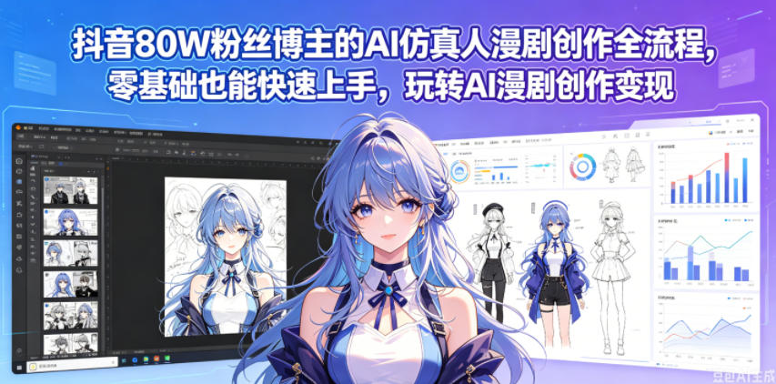 抖音80W粉丝博主的AI仿真人漫剧创作全流程，零基础也能快速上手，玩转AI漫剧创作变现-创享网