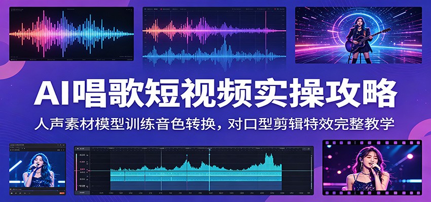 AI唱歌短视频实操攻略：人声素材模型训练音色转换，对口型剪辑特效完整教学-创享网