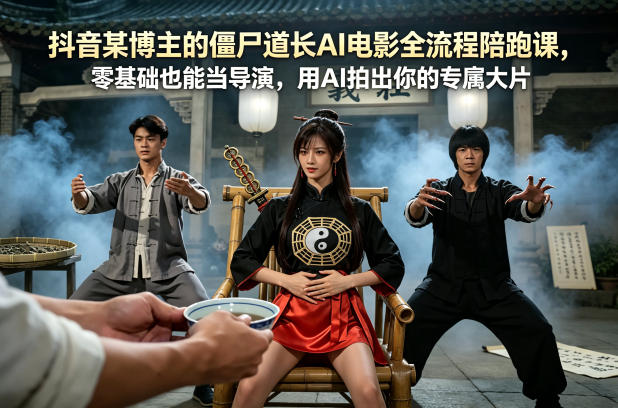 抖音某博主的僵尸道长AI电影全流程陪跑课，零基础也能当导演，用AI拍出你的专属大片 - 创享网-创享网