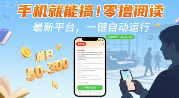 手机就能搞！零撸阅读挂G，最新平台，一键自动运行，随时随地挣，单日50-3张+【揭秘】 - 创享网-创享网