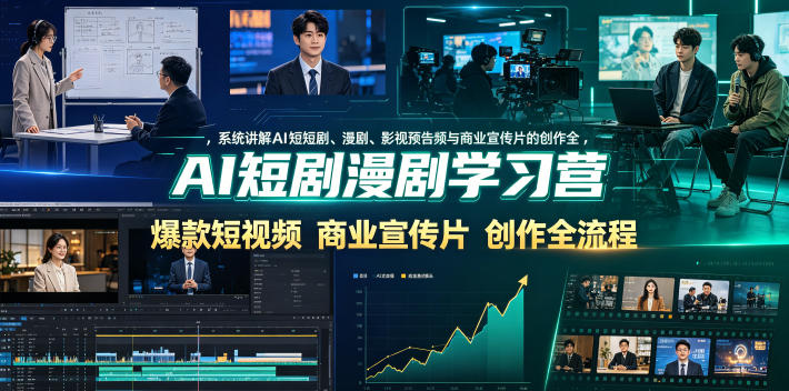 AI短剧漫剧学习营，系统讲解AI短剧、漫剧、影视预告片、爆款短视频与商业宣传片的创作全流程-创享网