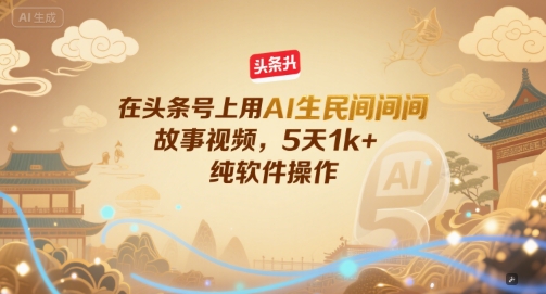 在头条号上用AI生民间故事视频，5天1k+，纯软件操作 - 创享网-创享网