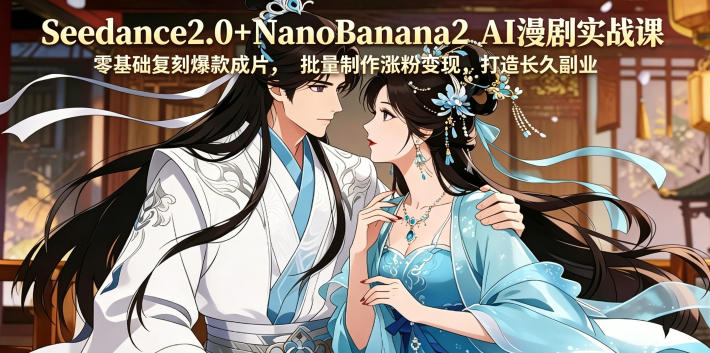Seedance2.0+NanoBanana2 AI漫剧实战课，零基础复刻爆款成片涨粉变现，打造长久副业收益-创享网