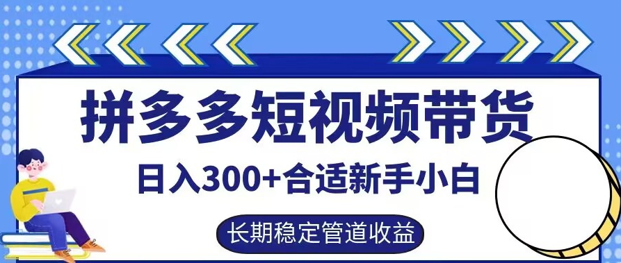 拼多多短视频带货日入300+有长期稳定被动收益，合适新手小白【揭秘】 - 创享网-创享网