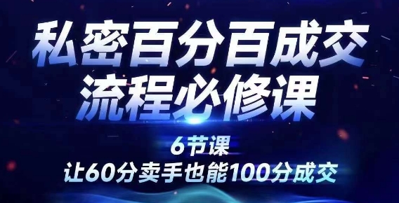 私密百分百成交流程线上训练营，绝对成交，让60分卖手也能100分成交 - 创享网-创享网