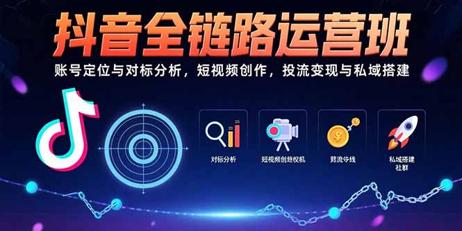 抖音全链路运营班：账号定位与对标分析，短视频创作，投流变现与私域搭建 - 创享网-创享网