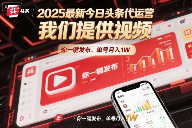 2025最新今日头条代运营，我们提供视频，你一键发布，单号月入1W【揭秘】-创享网