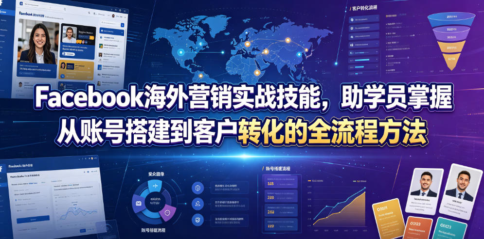 Facebook海外营销实战技能，助学员掌握从账号搭建到客户转化的全流程方法-创享网
