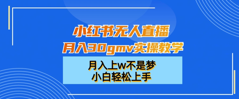小红书无人直播月入30gmv实操教学，月入上w不是梦，小白轻松上手【揭秘】 - 创享网-创享网