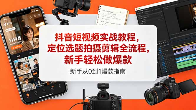 抖音短视频实战教程，定位选题拍摄剪辑全流程，新手轻松做爆款-创享网