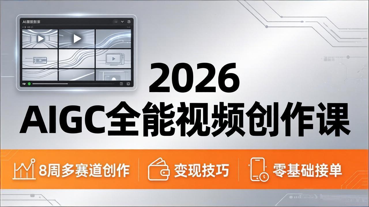 2026AIGC全能视频创作课，8周吃透多赛道创作+变现，零基础也能高效出片接单 - 创享网-创享网