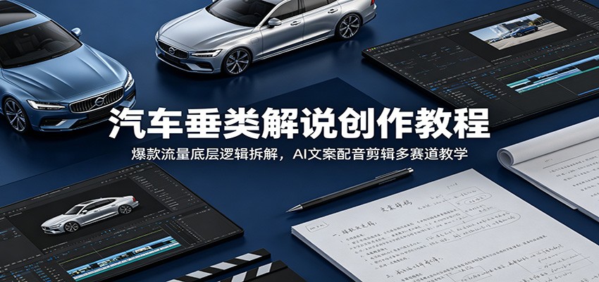 汽车垂类解说创作教程：爆款流量底层逻辑拆解，AI文案配音剪辑多赛道教学-创享网