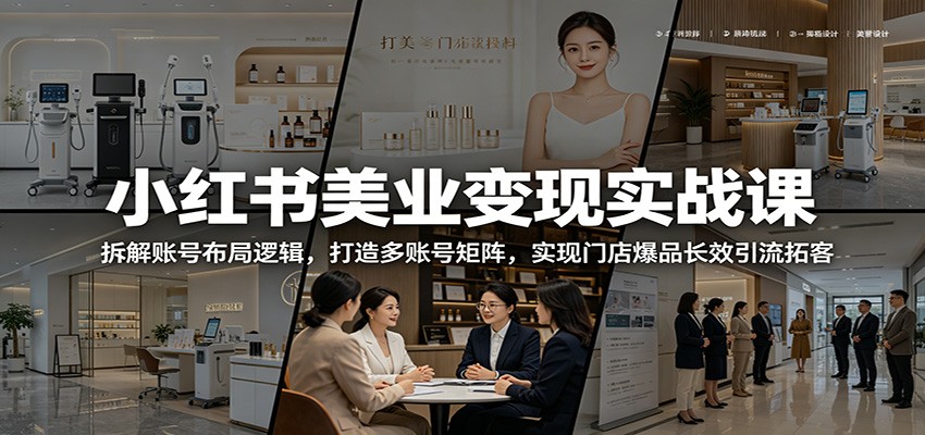 小红书美业变现实战课：拆解账号布局逻辑，打造多账号矩阵，实现门店爆品长效引流拓客-创享网