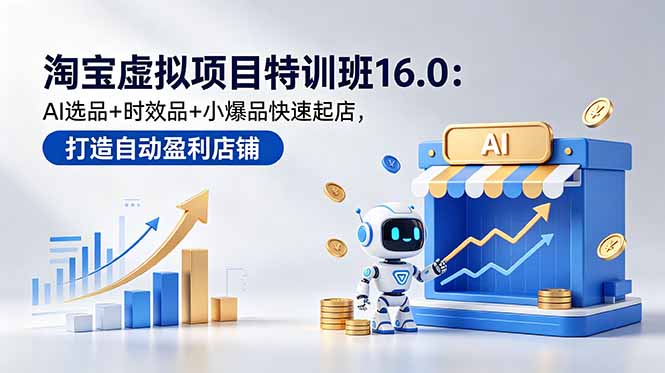 淘宝虚拟项目特训班16.0：AI选品+时效品+小爆品快速起店，打造自动盈利店铺 - 创享网-创享网