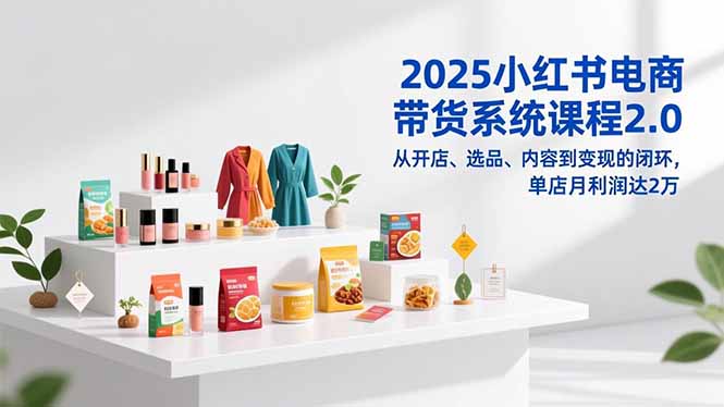 2025小红书电商带货系统课程2.0，从开店、选品、内容到变现的闭环，单店月利润达2万-创享网