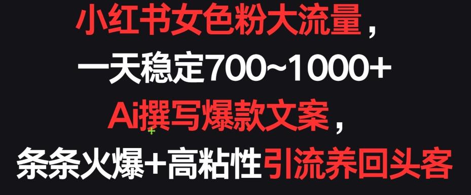 小红书女色粉大流量，一天稳定700~1000+  Ai撰写爆款文案，条条火爆+高粘性引流养回头客【揭秘】 - 创享网-创享网