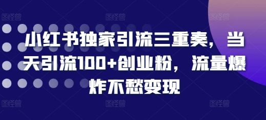 小红书独家引流三重奏，当天引流100+创业粉，流量爆炸不愁变现【揭秘】 - 创享网-创享网