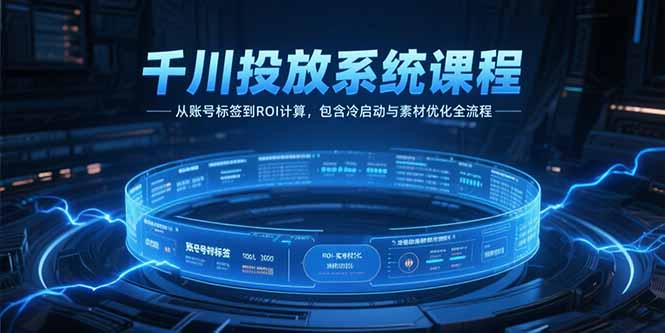 千川投放系统课程，从账号标签到ROI计算，包含冷启动与素材优化全流程 - 创享网-创享网