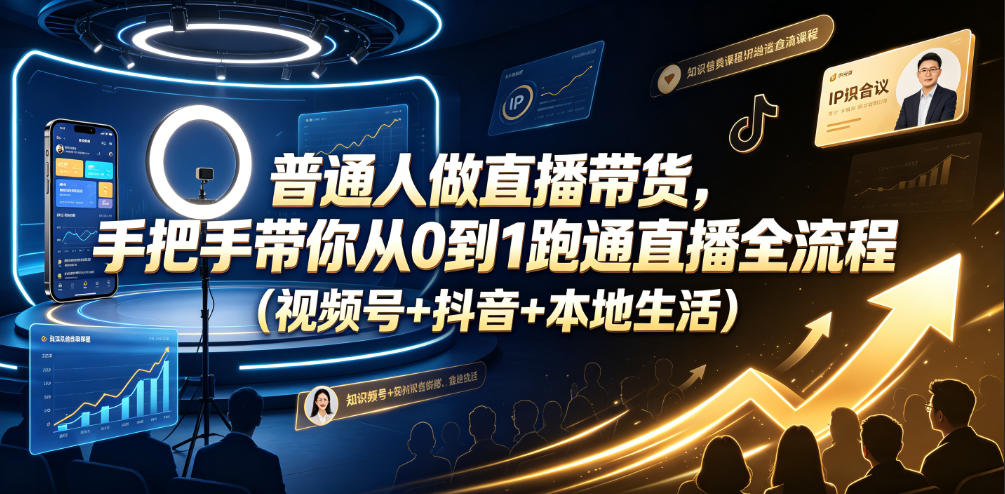 普通人做直播带货，手把手带你从0到1跑通直播全流程(视频号+抖音+本地生活) - 创享网-创享网