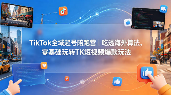 TikTok全域起号陪跑营｜吃透海外算法，零基础玩转TK短视频爆款玩法-创享网