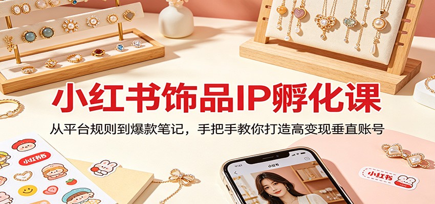 小红书饰品IP孵化课：从平台规则到爆款笔记，手把手教你打造高变现垂直账号-创享网